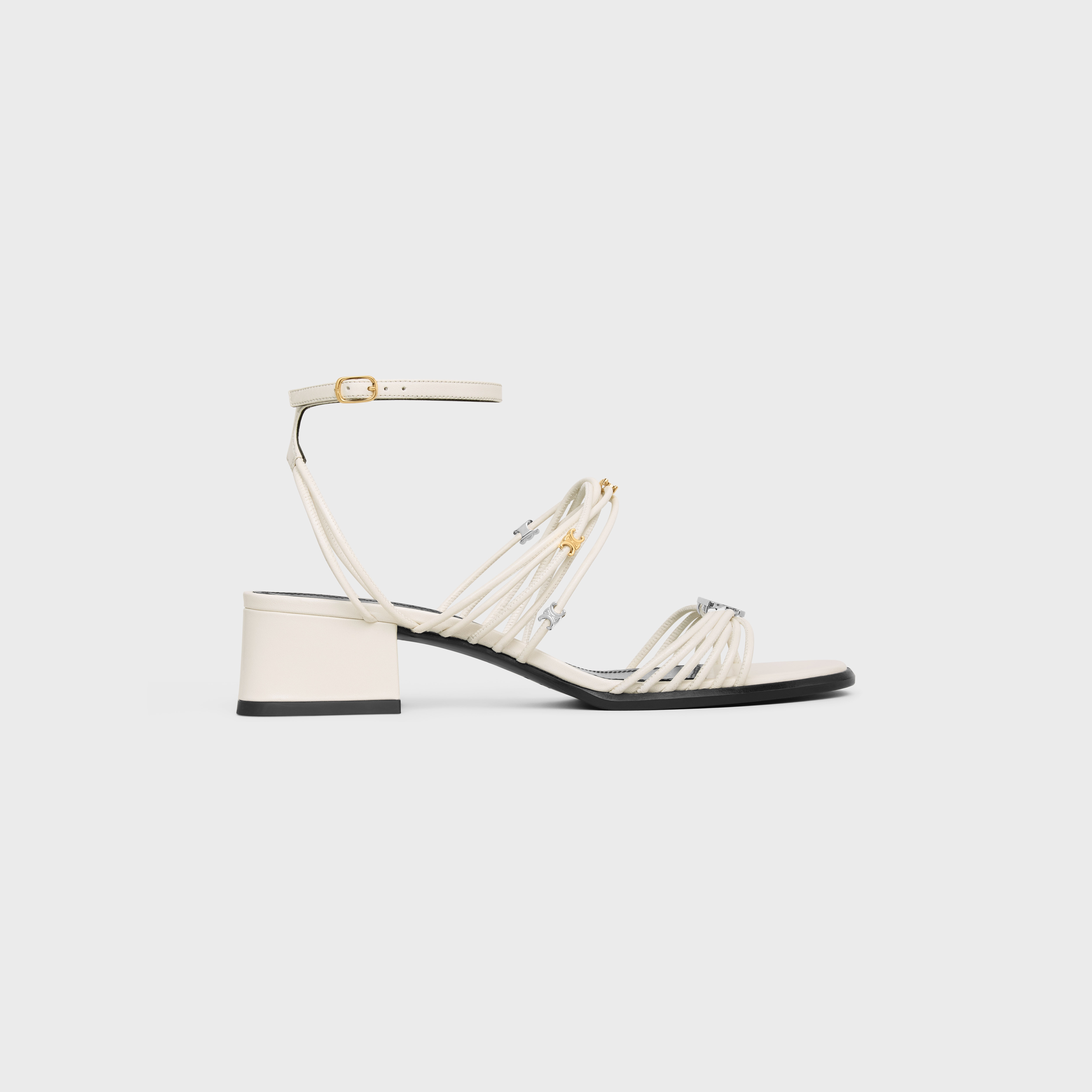 CLÉMENCE HEELED SANDAL IN GOATSKIN - CHALK | CELINE